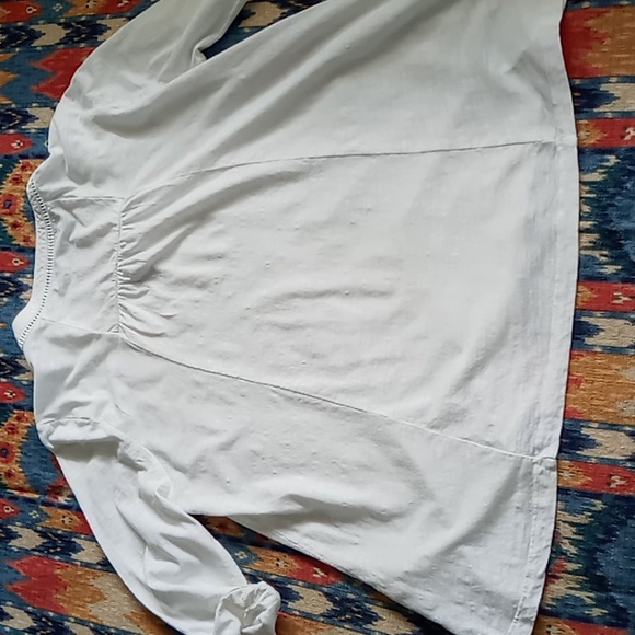 Soft Surroundings White Tunic With Lace Panel 3/4 Roll Tab Sleeve Size Petite XL - Picture 15 of 15